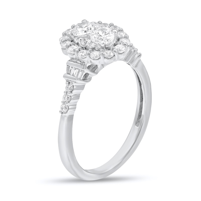 Main Image 2 of 3/4 CT. T.W. Multi-Diamond Oval Frame Engagement Ring in 10K White Gold