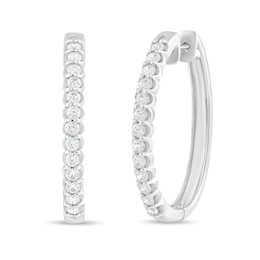 1 CT. T.W. Diamond Hoop Earrings in 10K White Gold