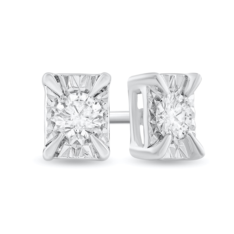Main Image 1 of 1/8 CT. T.W. Diamond Solitaire Rectangle-Frame Stud Earrings in 10K White Gold (I2-I3)