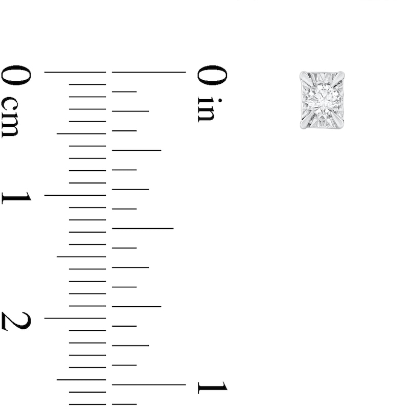 Main Image 2 of 1/8 CT. T.W. Diamond Solitaire Rectangle-Frame Stud Earrings in 10K White Gold (I2-I3)