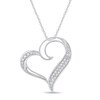 Thumbnail Image 1 of 1/8 CT. T.W. Diamond Tilted Open Heart Pendant in Sterling Silver