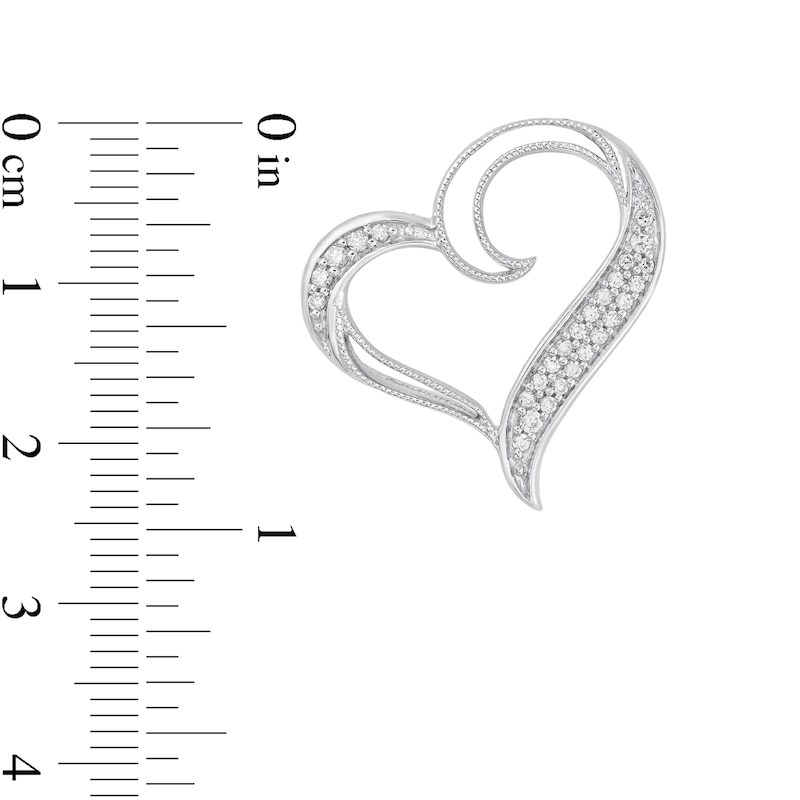 Main Image 2 of 1/8 CT. T.W. Diamond Tilted Open Heart Pendant in Sterling Silver