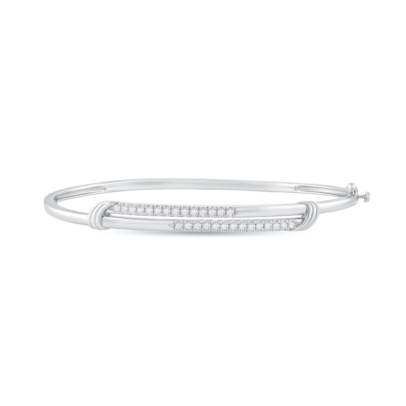 Main Image 1 of 3/8 CT. T.W. Diamond Double-Row Bangle Bracelet in Sterling Silver