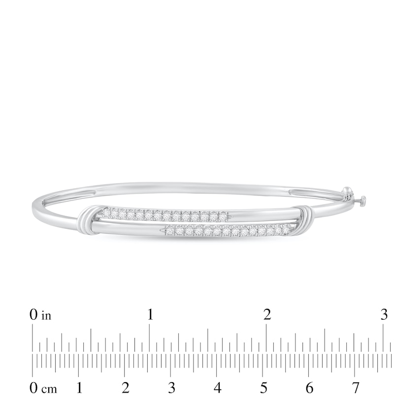 Main Image 2 of 3/8 CT. T.W. Diamond Double-Row Bangle Bracelet in Sterling Silver