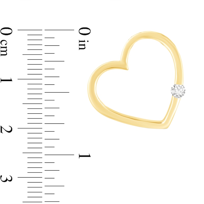 Main Image 2 of 1/10 CT. T.W. Diamond Solitaire Heart Pendant in 14K Yellow Gold (I/I2)