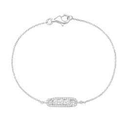 1/2 CT. T.W. Diamond Paper Clip Plaque Bracelet in 10K White Gold
