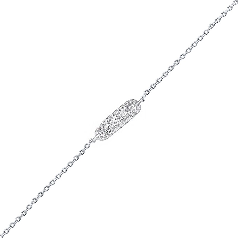 Main Image 2 of 1/2 CT. T.W. Diamond Paper Clip Plaque Bracelet in 10K White Gold