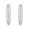 Thumbnail Image 1 of 3 CT. T.W. Diamond Three-Row Hoop Earrings in 14K White Gold