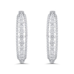 3 CT. T.W. Diamond Three-Row Hoop Earrings in 14K White Gold