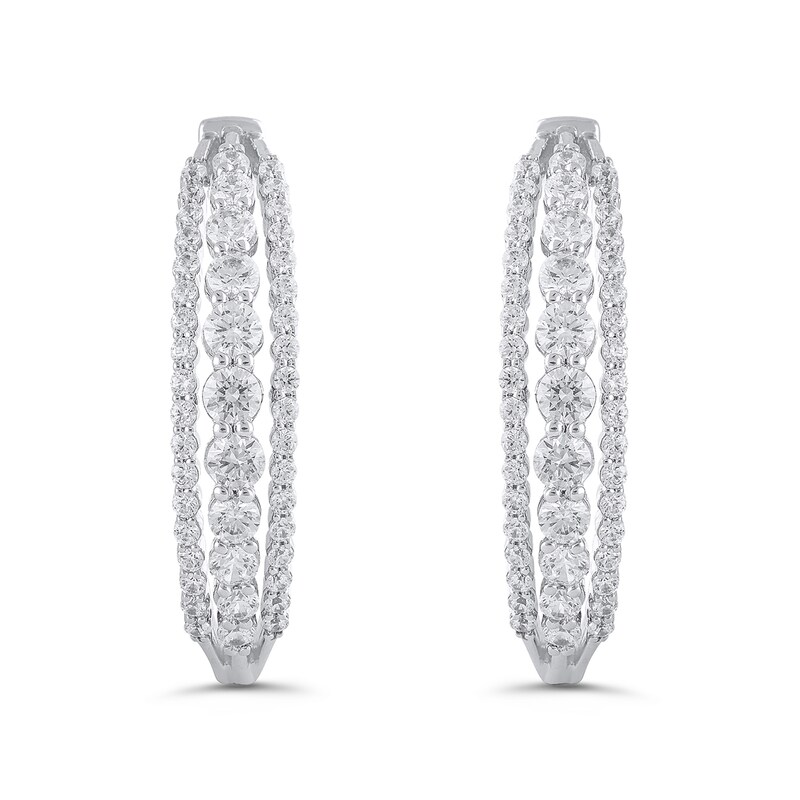 Main Image 1 of 3 CT. T.W. Diamond Three-Row Hoop Earrings in 14K White Gold