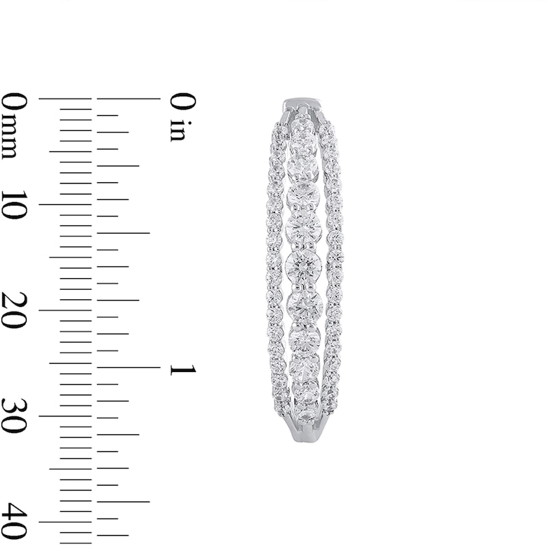Main Image 4 of 3 CT. T.W. Diamond Three-Row Hoop Earrings in 14K White Gold