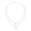 Thumbnail Image 1 of 1/5 CT. T.W. Diamond and Blue Sapphire Double-Heart Layered Necklace in 10K White Gold