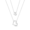 Thumbnail Image 2 of 1/5 CT. T.W. Diamond and Blue Sapphire Double-Heart Layered Necklace in 10K White Gold