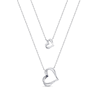 Thumbnail Image 3 of 1/5 CT. T.W. Diamond and Blue Sapphire Double-Heart Layered Necklace in 10K White Gold