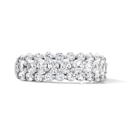 1-1/2 CT. T.W. Oval and Round Certified Lab-Grown Diamond Three-Row Band in 14K White Gold (F/VS2)