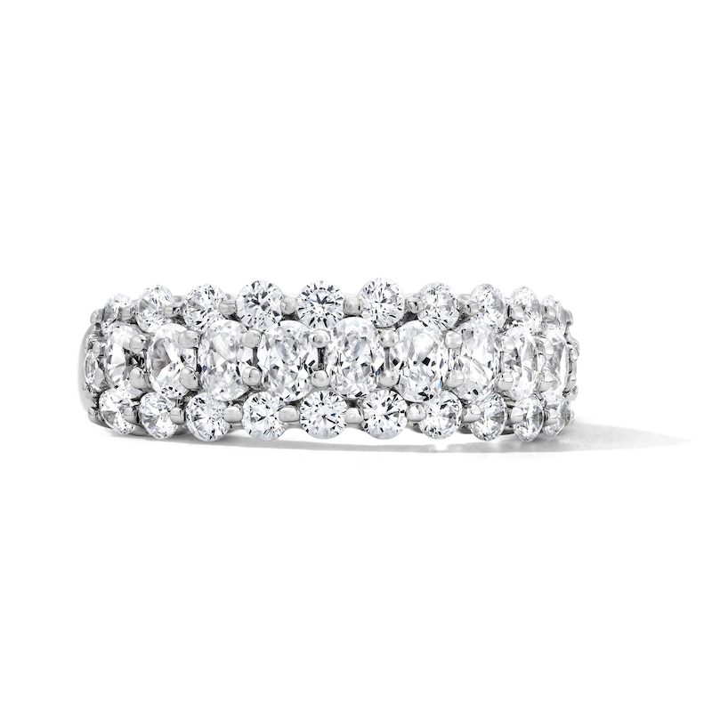 Main Image 1 of 1-1/2 CT. T.W. Oval and Round Certified Lab-Grown Diamond Three-Row Band in 14K White Gold (F/VS2)