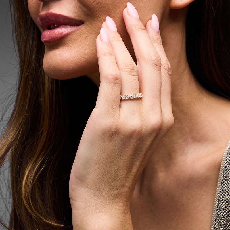 Main Image 2 of 1/2 CT. T.W. Oval Lab-Grown Diamond Scatter Anniversary Band in 14K Gold (F/VS2)