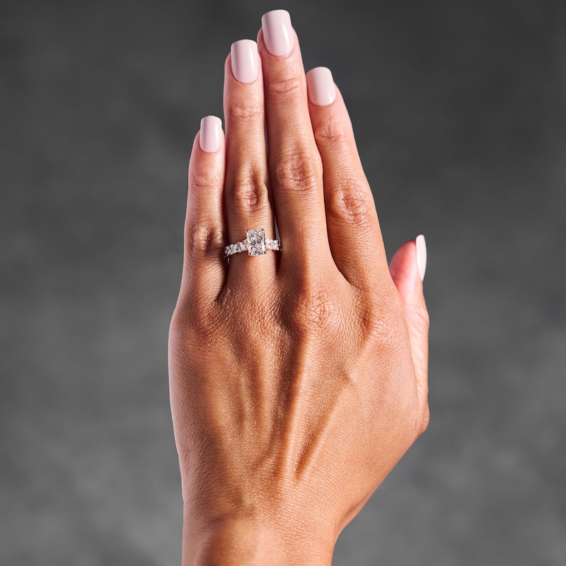Main Image 2 of 3 CT. T.W. Radiant-Cut Certified Lab-Grown Diamond Engagement Ring in 14K Gold (F/VS2)