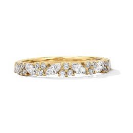 1/2 CT. T.W. Marquise-Cut and Round Certified Lab-Grown Diamond Anniversary Band in 14K Gold (F/VS2)