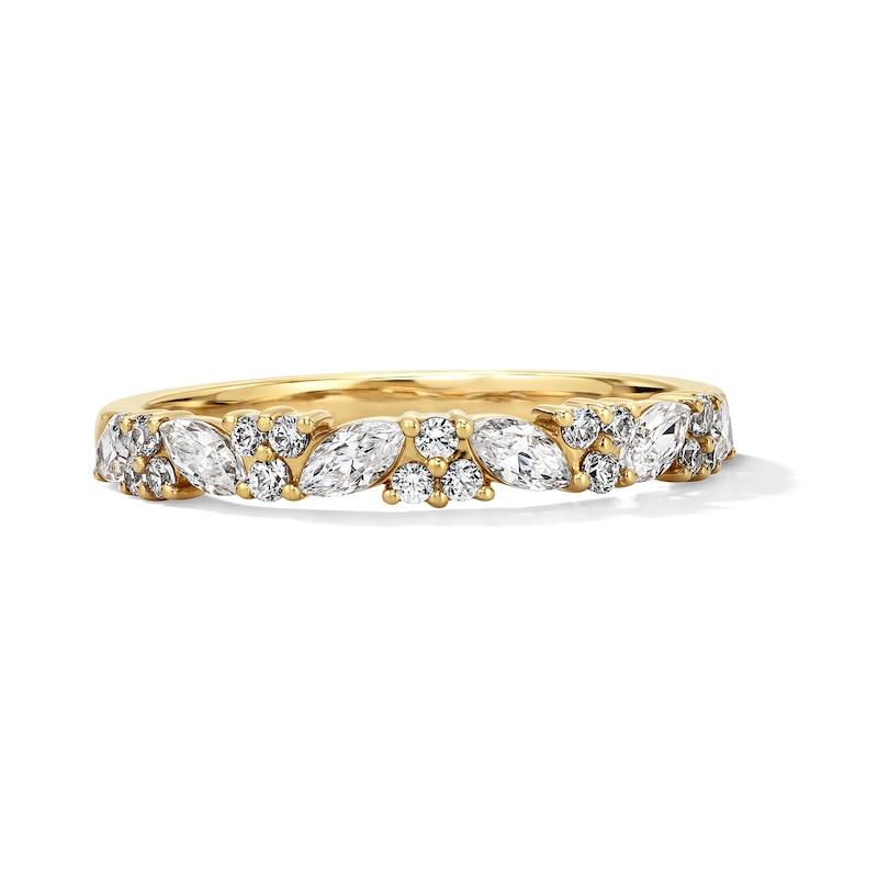 Main Image 1 of 1/2 CT. T.W. Marquise-Cut and Round Certified Lab-Grown Diamond Anniversary Band in 14K Gold (F/VS2)