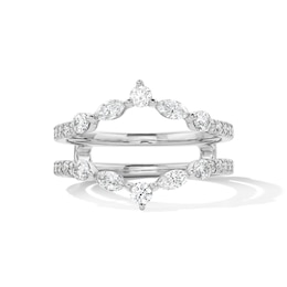 3/4 CT. T.W. Marquise-Cut and Round Certified Lab-Grown Diamond Enhancer Ring in 14K White Gold (F/VS2)