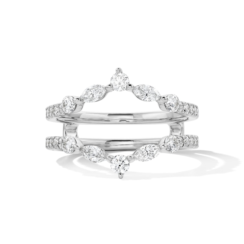 Main Image 1 of 3/4 CT. T.W. Marquise-Cut and Round Certified Lab-Grown Diamond Enhancer Ring in 14K White Gold (F/VS2)