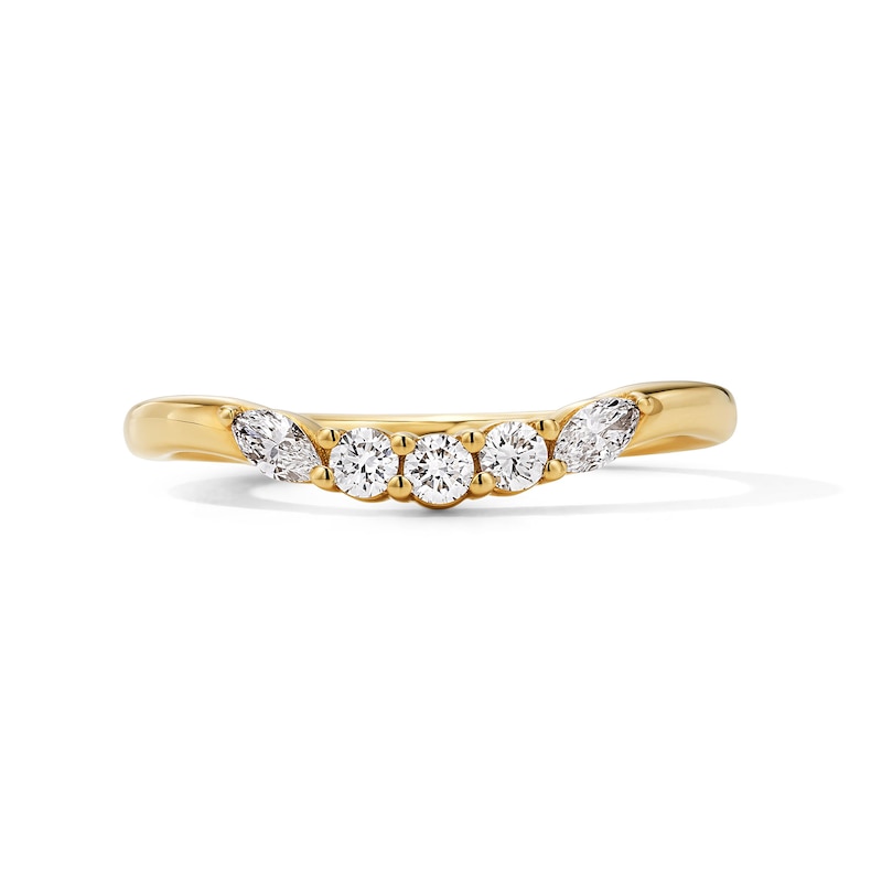 Main Image 1 of 1/4 CT. T.W. Marquise-Cut and Round Certified Lab-Grown Diamond Five-Stone Contour Band in 14K Gold (F/VS2)