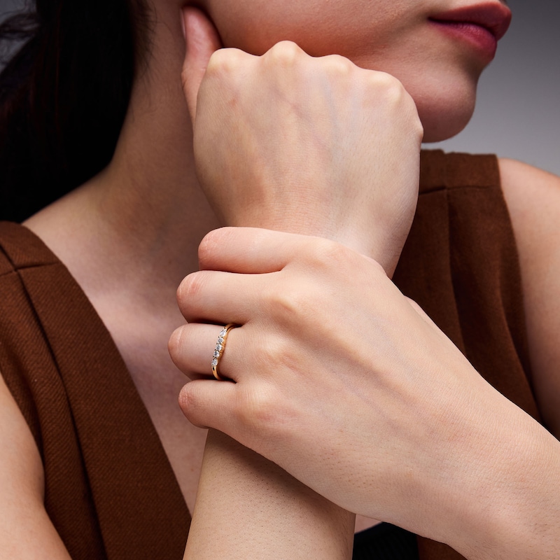 Main Image 2 of 1/4 CT. T.W. Marquise-Cut and Round Lab-Grown Diamond Five-Stone Contour Band in 14K Gold (F/VS2)