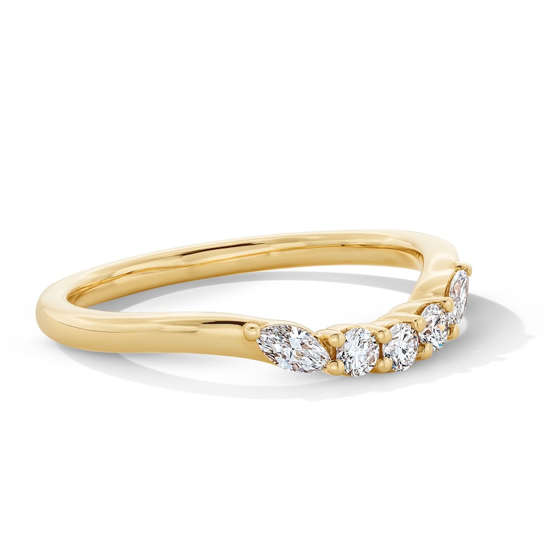 Main Image 3 of 1/4 CT. T.W. Marquise-Cut and Round Certified Lab-Grown Diamond Five-Stone Contour Band in 14K Gold (F/VS2)