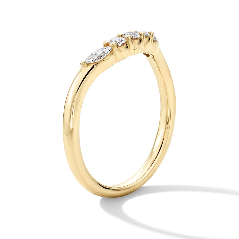 Main Image 4 of 1/4 CT. T.W. Marquise-Cut and Round Certified Lab-Grown Diamond Five-Stone Contour Band in 14K Gold (F/VS2)