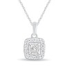 Thumbnail Image 1 of 1/5 CT. T.W. Princess-Cut Diamond Cushion-Frame Pendant in 10K White Gold
