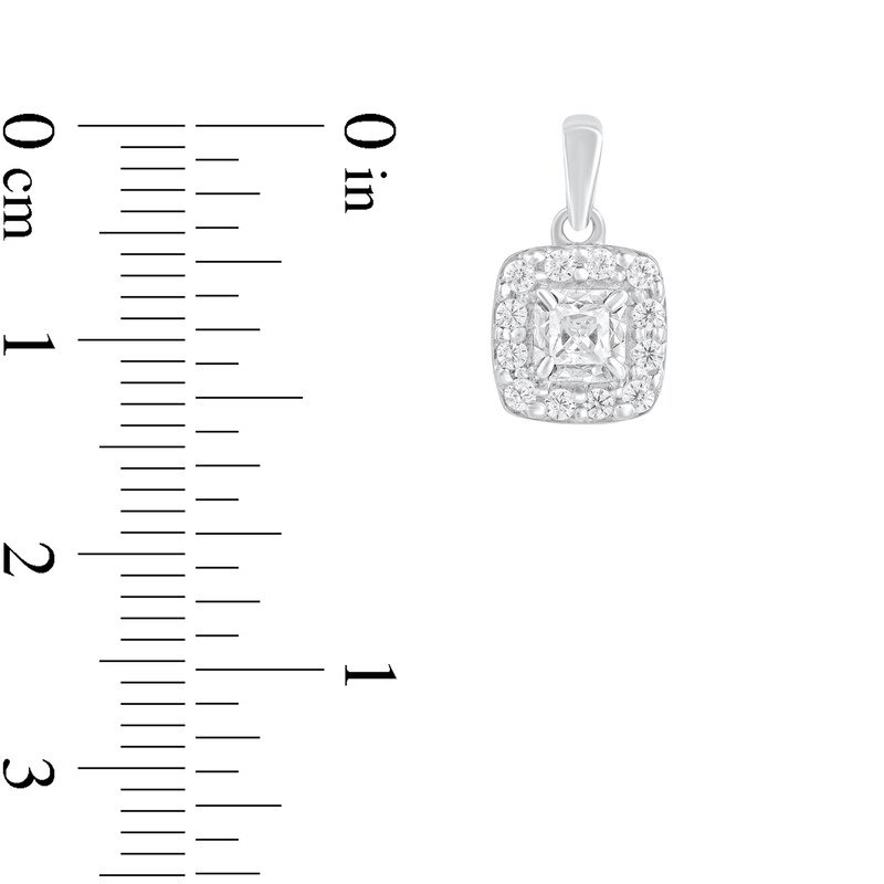 Main Image 2 of 1/5 CT. T.W. Princess-Cut Diamond Cushion-Frame Pendant in 10K White Gold