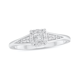 1/5 CT. T.W. Princess-Cut Diamond Frame Engagement Ring in 10K White Gold