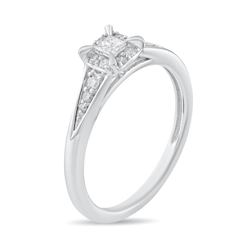 Main Image 2 of 1/5 CT. T.W. Princess-Cut Diamond Frame Engagement Ring in 10K White Gold