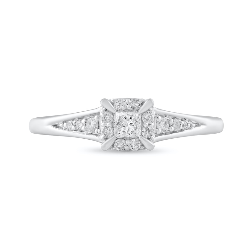 Main Image 3 of 1/5 CT. T.W. Princess-Cut Diamond Frame Engagement Ring in 10K White Gold