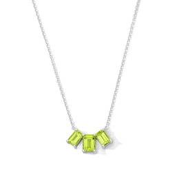 Octagon-Cut Peridot Trio Necklace in Sterling Silver