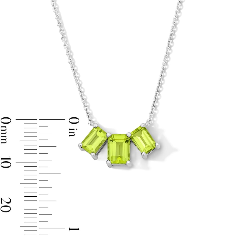 Main Image 3 of Octagon-Cut Peridot Trio Necklace in Sterling Silver