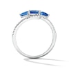 Thumbnail Image 3 of Octagon- and Triangle-Cut Blue Lab-Created Sapphire and White Lab-Created Sapphire Bypass Ring in Sterling Silver