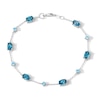Thumbnail Image 1 of Oval London Blue Topaz and Swiss Blue Topaz Station Bracelet in Sterling Silver - 7.25"