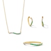 Thumbnail Image 1 of Lab-Created Emerald and White Lab-Created Sapphire Set in Sterling Silver with 14K Gold Plate