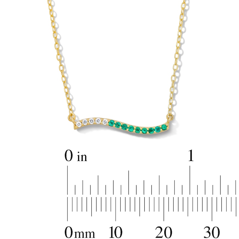 Main Image 2 of Lab-Created Emerald and White Lab-Created Sapphire Set in Sterling Silver with 14K Gold Plate
