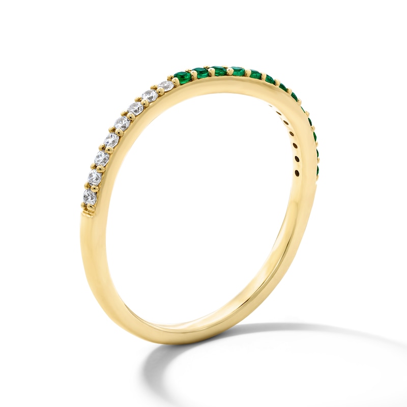 Main Image 4 of Lab-Created Emerald and White Lab-Created Sapphire Set in Sterling Silver with 14K Gold Plate