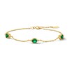 Thumbnail Image 1 of Lab-Created Emerald and White Lab-Created Sapphire Trio Bracelet in Sterling Silver with 14K Gold Plate - 7.25"