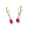 Thumbnail Image 1 of Oval Lab-Created Ruby and White  Sapphire Drop Earrings in Sterling Silver with 14K Gold Plate