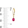 Thumbnail Image 3 of Oval Lab-Created Ruby and White  Sapphire Drop Earrings in Sterling Silver with 14K Gold Plate