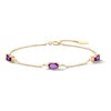 Thumbnail Image 1 of Emerald-Cut Amethyst and White Lab-Created Sapphire Trio Bracelet in Sterling Silver with 14K Gold Plate - 7.25"