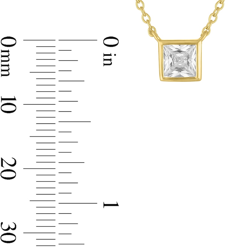 Main Image 2 of Princess -Cut White Lab-Created Sapphire Solitaire Necklace and Stud Earrings Set in Sterling Silver with 14K Gold Plate