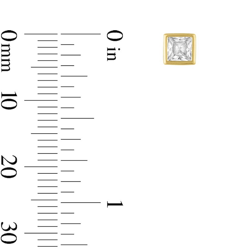 Main Image 3 of Princess -Cut White Lab-Created Sapphire Solitaire Necklace and Stud Earrings Set in Sterling Silver with 14K Gold Plate