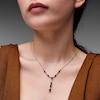 Thumbnail Image 2 of Oval and Pear-Shaped Blue Lab-Created Sapphire and White Lab-Created Sapphire “Y” Necklace in Sterling Silver - 17"