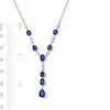 Thumbnail Image 3 of Oval and Pear-Shaped Blue Lab-Created Sapphire and White Lab-Created Sapphire “Y” Necklace in Sterling Silver - 17"